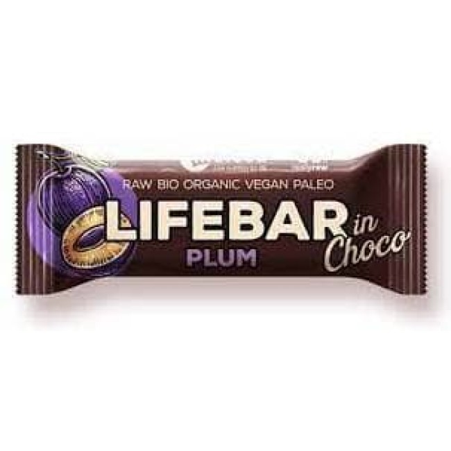 Baton cu prune in ciocolata raw bio 40g Lifebar Baton cu prune in ciocolata raw bio 40g Lifebar